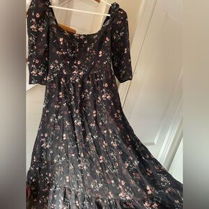 Reformation Floral Black Dress